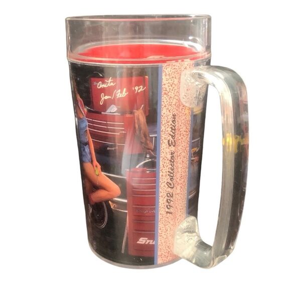 Vintage SNAP-ON Tools Thermo-Serv Plastic Mug Beer Coffee Anita Jan Feb 1992 - Picture 2 of 11